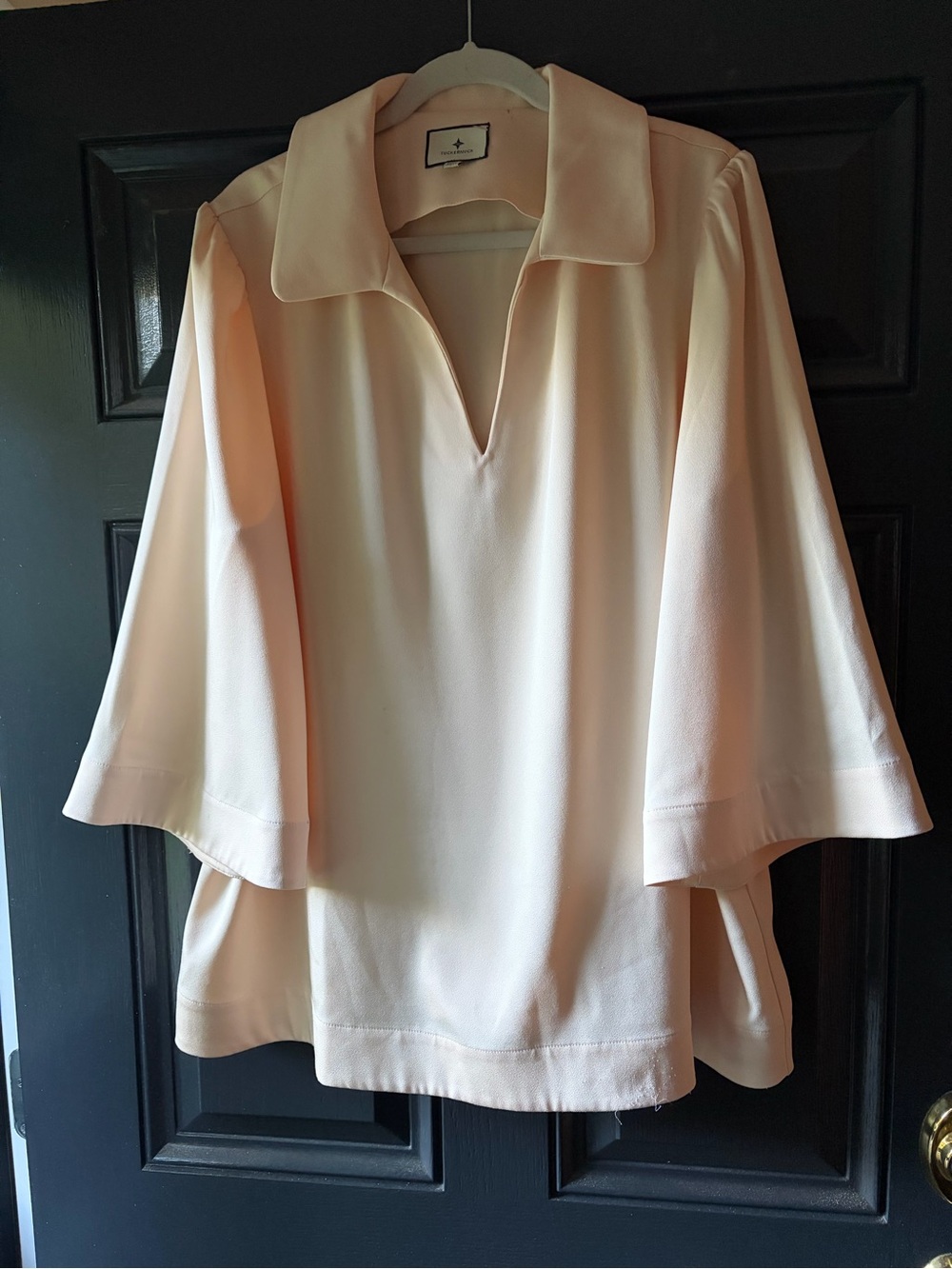 Tuckernuck Ivory Collared V-Neck Top w/ Wide Sleeves